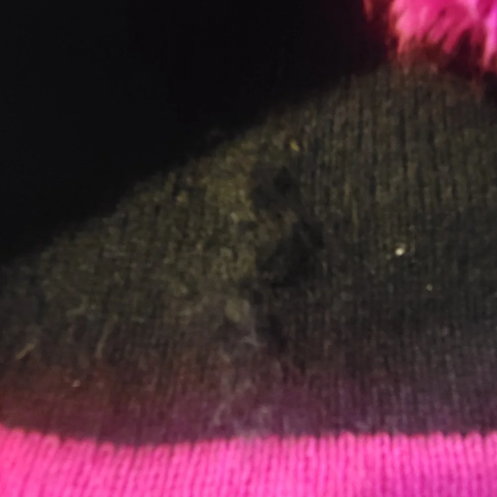 Vtg Disney Minnie Mouse Knit Hat Beanie Girls One Size Pom Poms Pink Black